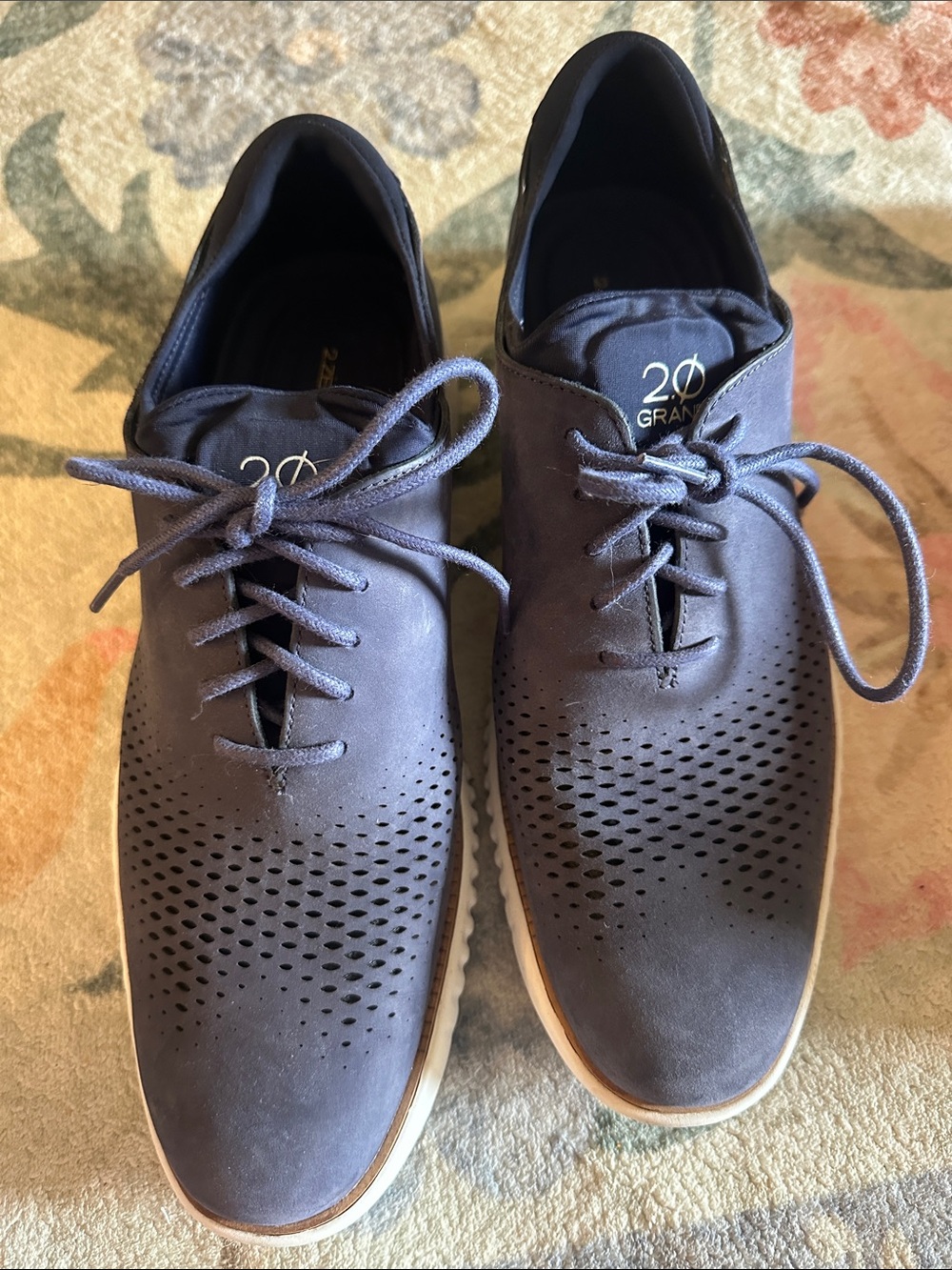 Cole Haan Navy Perforated Lace-Up Oxfords